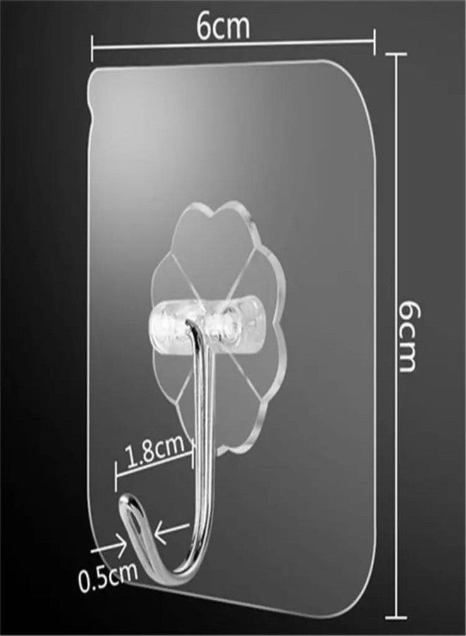 Chucklecart Hooks for Wall Without Drilling 10Pcs - No Nail Hanging Hook Self Adhesive Sticky Heavy Duty Sticks Strong Clear Waterproof Invisible Hooks for Home Lovers & Rental People Idel for Kitchen - Image 4